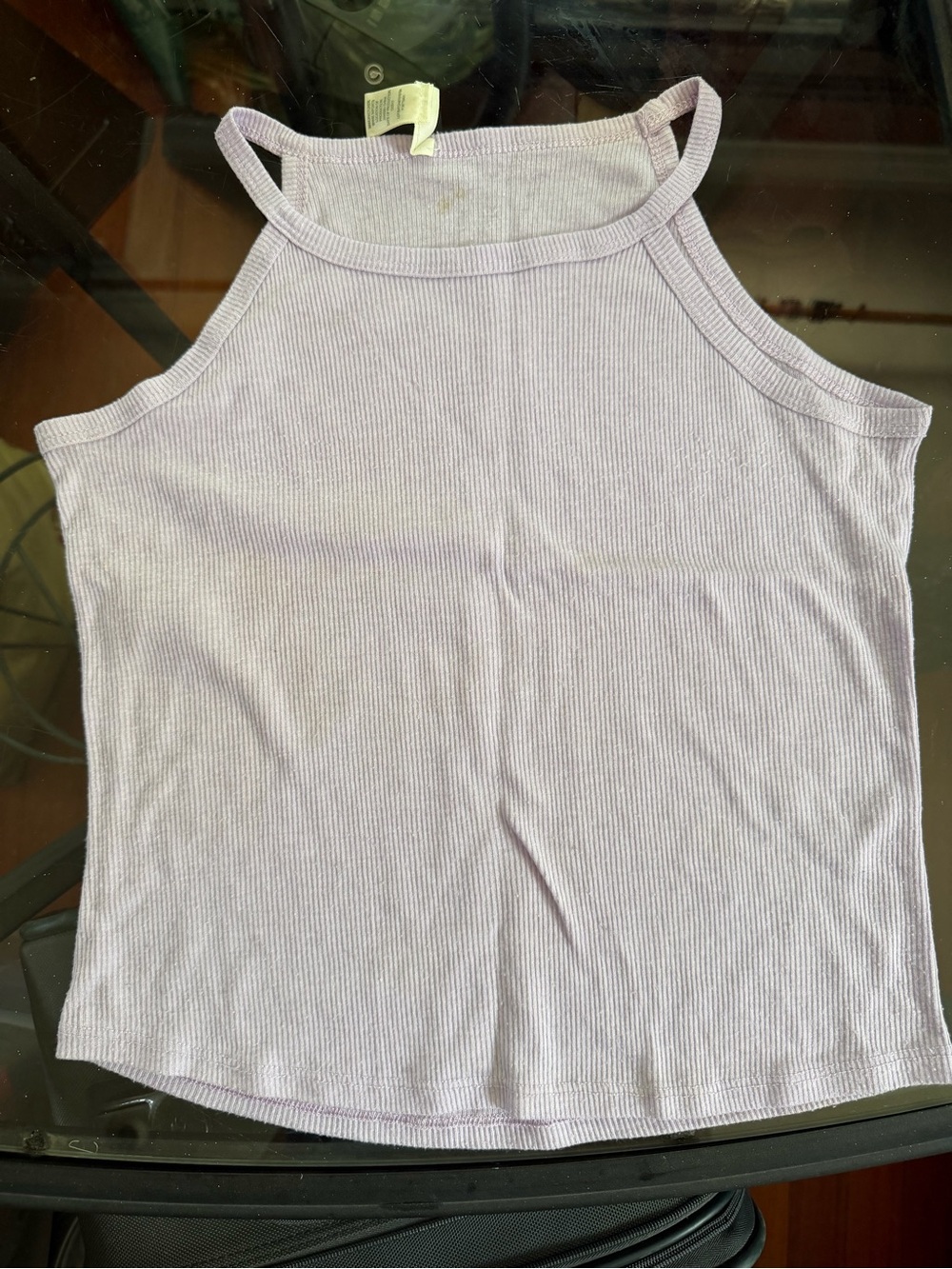 Lilac Ribbed High-Neck Tank Top - Women